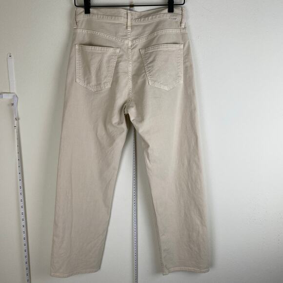 Mother The Ditcher Crop Size 25 Chalk Tapioca Beige Cream Relaxed Denim Jeans - Picture 10 of 16
